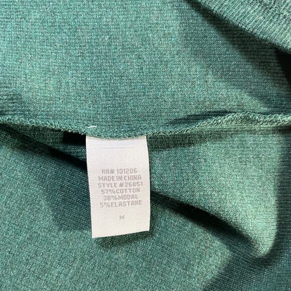 Soft Surroundings Shirt Womens Medium Green‎ Waffle Knit Zip Long Sleeve Artsy - Picture 7 of 9